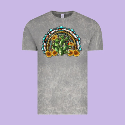 Western Rainbow With Cactus Vintage Tee Designed By Ranaportraitstore