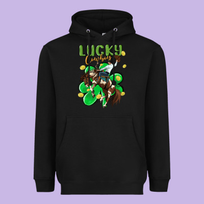Lucky Cowboy Heavyweight Hoodie Designed By Maliassmallbusiness