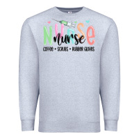 Heather Grey coffee scrubs rubber gloves nurse Premium Sweatshirt - MaliasSmallBusiness