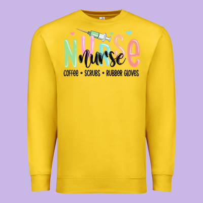 Coffee Scrubs Rubber Gloves Nurse Premium Sweatshirt Designed By Maliassmallbusiness