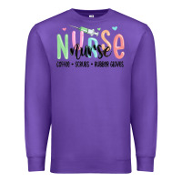 Purple coffee scrubs rubber gloves nurse Premium Sweatshirt - MaliasSmallBusiness