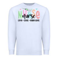 White coffee scrubs rubber gloves nurse Premium Sweatshirt - MaliasSmallBusiness