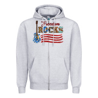 Heather Grey freedom rocks with guitar Zipper Hoodie - Artiststas