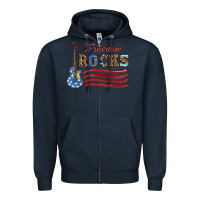Navy freedom rocks with guitar Zipper Hoodie - Artiststas