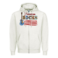 Oatmeal Heather freedom rocks with guitar Zipper Hoodie - Artiststas