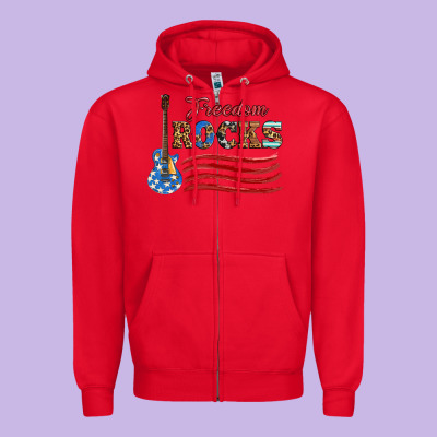Freedom Rocks With Guitar Zipper Hoodie Designed By Artiststas