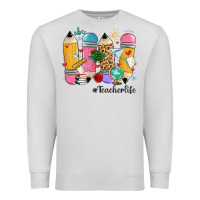 Dove Grey teacher life pencils Premium Sweatshirt - MaliasSmallBusiness