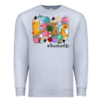 Heather Grey teacher life pencils Premium Sweatshirt - MaliasSmallBusiness