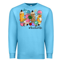 Ocean Blue teacher life pencils Premium Sweatshirt - MaliasSmallBusiness