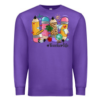 Purple teacher life pencils Premium Sweatshirt - MaliasSmallBusiness