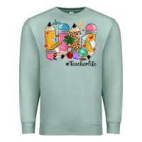 Seafoam teacher life pencils Premium Sweatshirt - MaliasSmallBusiness