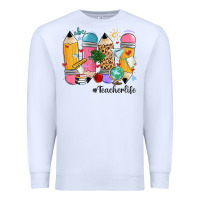 White teacher life pencils Premium Sweatshirt - MaliasSmallBusiness
