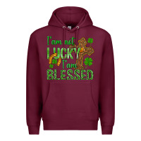 Burgundy I Am Not Lucky I Am Blessed St. Patricks Premium Hoodie - BundleAndBundleShop