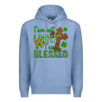 Colony Blue I Am Not Lucky I Am Blessed St. Patricks Premium Hoodie - BundleAndBundleShop