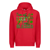 Red I Am Not Lucky I Am Blessed St. Patricks Premium Hoodie - BundleAndBundleShop
