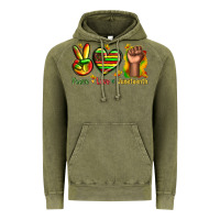 Vintage Olive peace love juneteenth Vintage Hoodie - texasbilliewilder