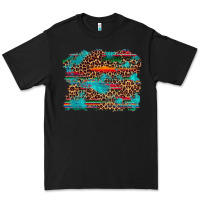 Black western serape leopard turquoise  background Premium Tee - Artiststas