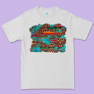Western Serape Leopard Turquoise  Background Premium Tee Designed By Artiststas