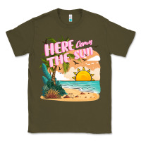 Army Green here comes the sun Classic Tee - JahusDesignShop