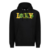 Black lucky horseshoe and four leaf clover Premium Hoodie - AdoDesignShop