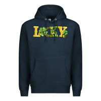 Navy lucky horseshoe and four leaf clover Premium Hoodie - AdoDesignShop