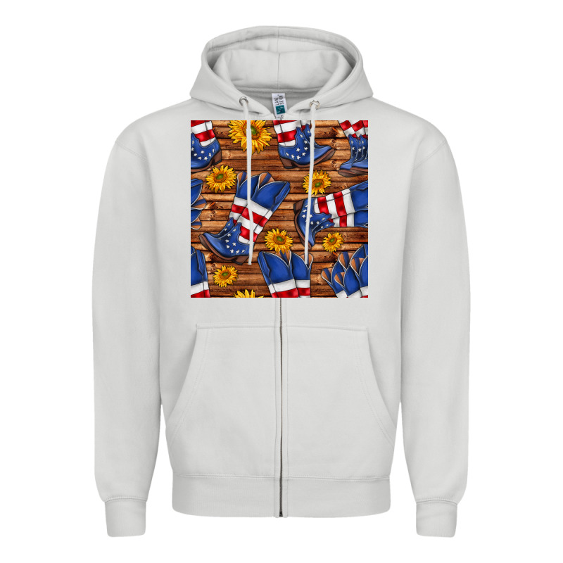 America Western Boots And Sunflower Seamless Pattern Zipper Hoodie by BundleAndBundleShop | Teevron