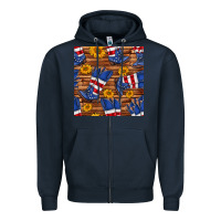 Navy america western boots and sunflower seamless pattern Zipper Hoodie - BundleAndBundleShop