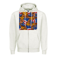Oatmeal Heather america western boots and sunflower seamless pattern Zipper Hoodie - BundleAndBundleShop