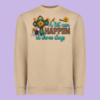 A Lot Can Happen In Three Days Heavyweight Sweatshirt Designed By Zillion Design Studio