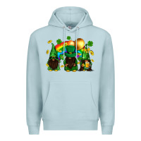 Blue Mist St. Patrick's afro gnomies with rainbow Premium Hoodie - BundleAndBundleShop