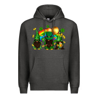 Charcoal Heather St. Patrick's afro gnomies with rainbow Premium Hoodie - BundleAndBundleShop