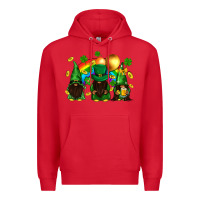 Red St. Patrick's afro gnomies with rainbow Premium Hoodie - BundleAndBundleShop