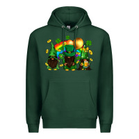 Sports Green St. Patrick's afro gnomies with rainbow Premium Hoodie - BundleAndBundleShop