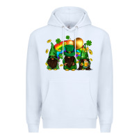 White St. Patrick's afro gnomies with rainbow Premium Hoodie - BundleAndBundleShop
