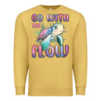 Antique Gold go with flow turtle Premium Sweatshirt - MaliasSmallBusiness