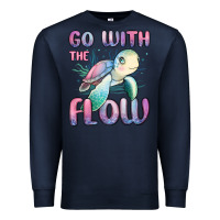 Navy go with flow turtle Premium Sweatshirt - MaliasSmallBusiness