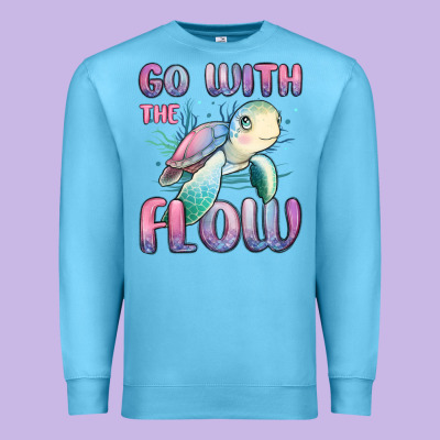 Go With Flow Turtle Premium Sweatshirt Designed By Maliassmallbusiness