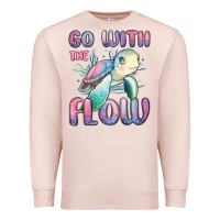 Pale Pink go with flow turtle Premium Sweatshirt - MaliasSmallBusiness