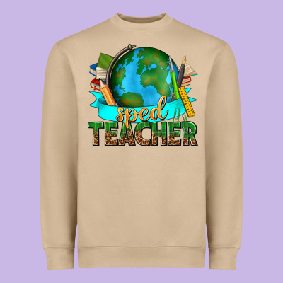 Sped Teacher With Earth Globe Heavyweight Sweatshirt Designed By Texasbilliewilder