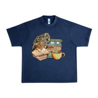 Navy owl and books Urban Heavy Tee - BarkalooDesign
