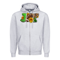 Heather Grey joy with football ball and sunflower ado Zipper Hoodie - AdoDesignShop