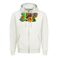 Oatmeal Heather joy with football ball and sunflower ado Zipper Hoodie - AdoDesignShop