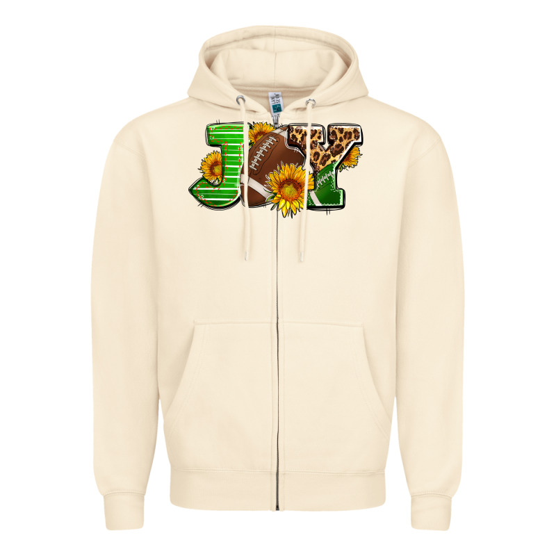 Joy With Football Ball And Sunflower Ado Zipper Hoodie by AdoDesignShop | Teevron