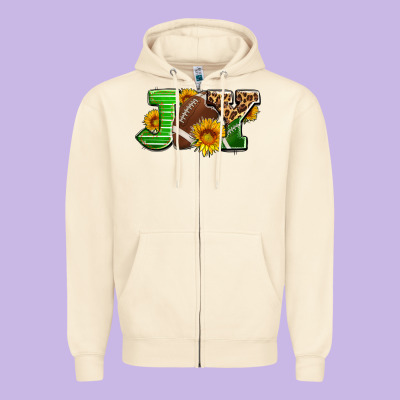 Joy With Football Ball And Sunflower Ado Zipper Hoodie Designed By Adodesignshop
