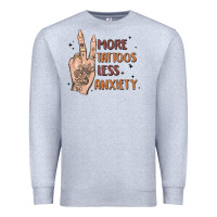 Heather Grey more tattoos less anxiety Premium Sweatshirt - MaliasSmallBusiness