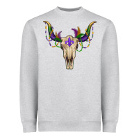 Heather Grey mardi gras bullskull Heavyweight Sweatshirt - RanaPortraitStore