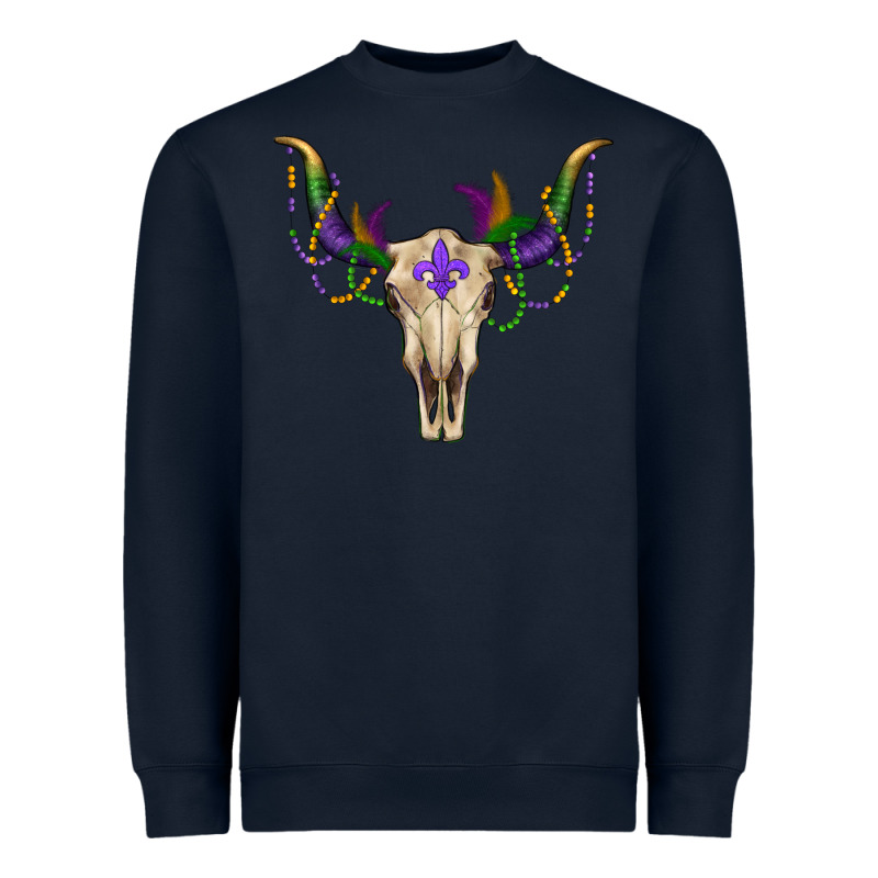 Mardi Gras Bullskull Heavyweight Sweatshirt by RanaPortraitStore | Teevron