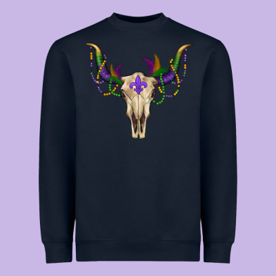 Mardi Gras Bullskull Heavyweight Sweatshirt Designed By Ranaportraitstore