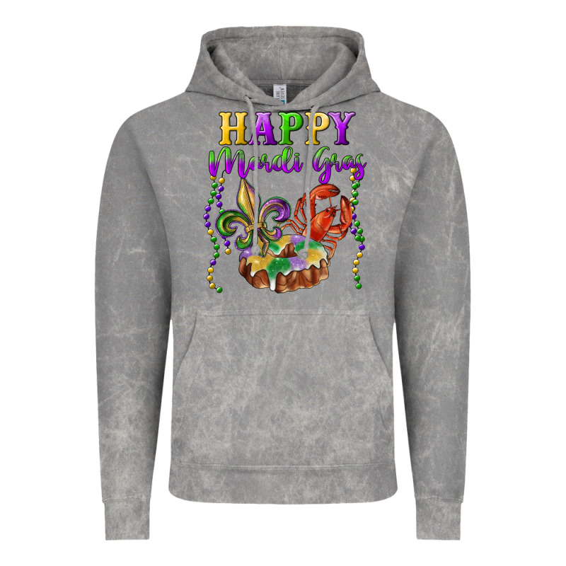 Happy Mardi Gras Fleur De Lis King Cake Crawfish Vintage Hoodie by RanaPortraitStore | Teevron
