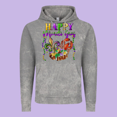 Vintage Hoodie Happy Mardi Gras Fleur De Lis King Cake Crawfish